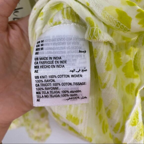 Style & Co Women’s Square Neck Long Puff Sleeve Green Animal Print Summer Top - Picture 6 of 6